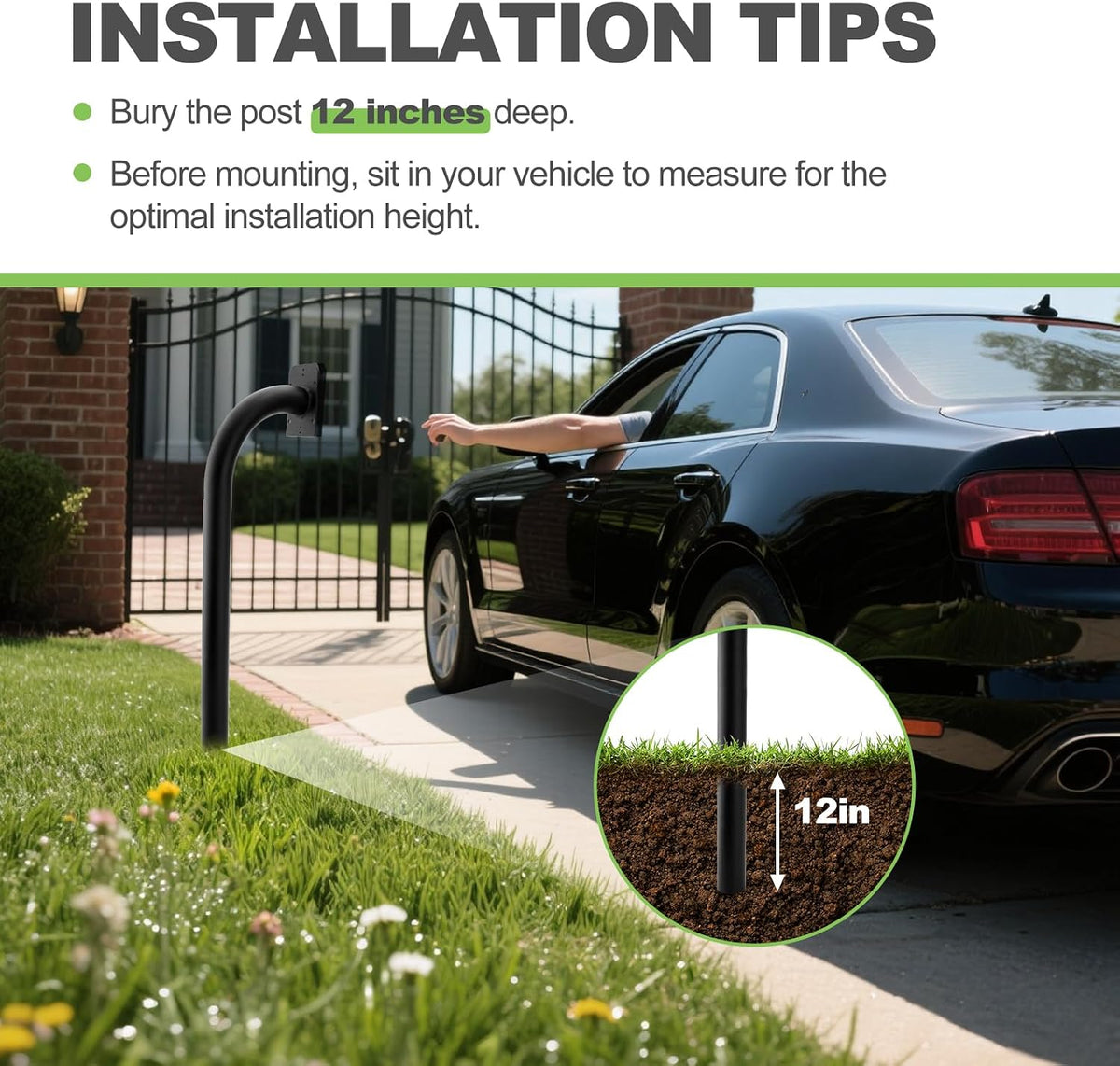 keypad mounting post, 67" compatible with mighty mule, package contents