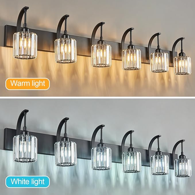 FDPBY 6-Light Crystal Vanity Light, 51.18" Long Over Mirror Lighting