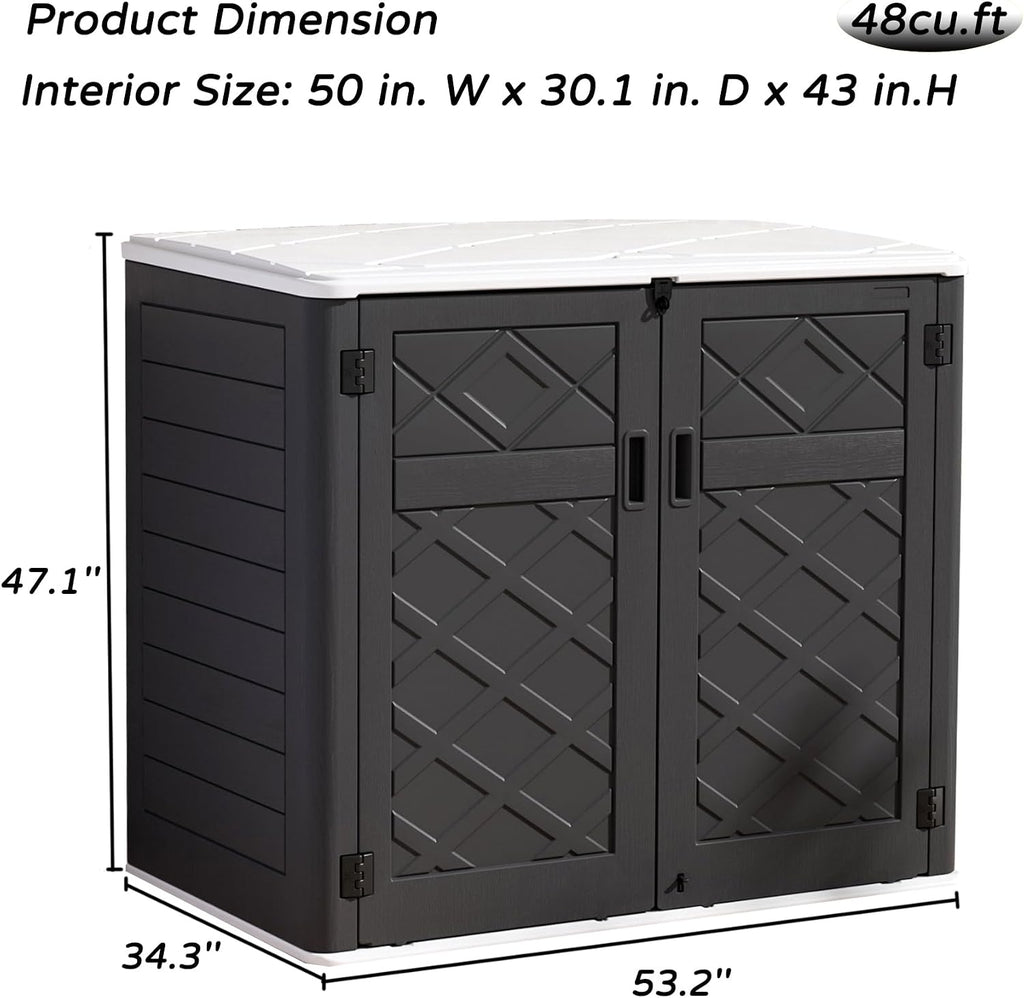 mrosaa resin outdoor storage shed, 38 cu.ft outdoor, side view
