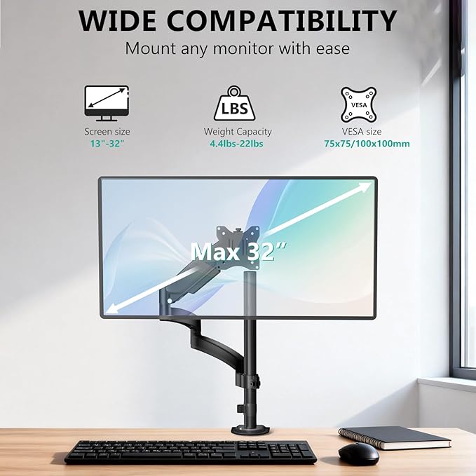 WALI Single Long Monitor Arm
