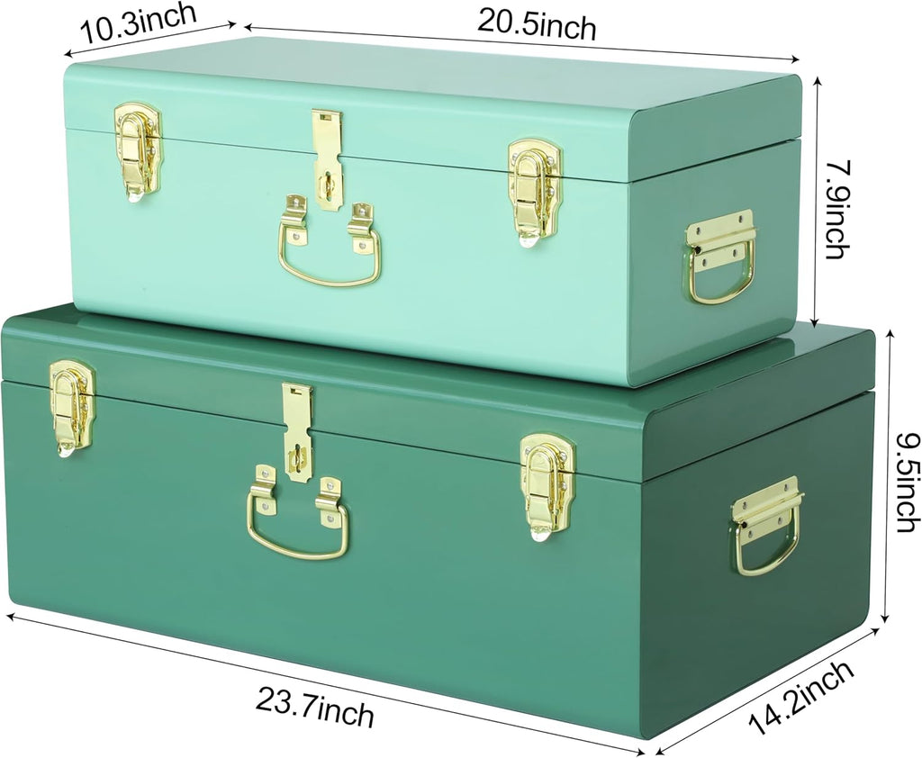 vixdonos decorative large metal box storage trunk chest shown in use