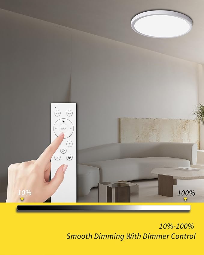 4Pack 12 Inch Remote Control Dimmable LED Flush Mount Ceiling Light Panel