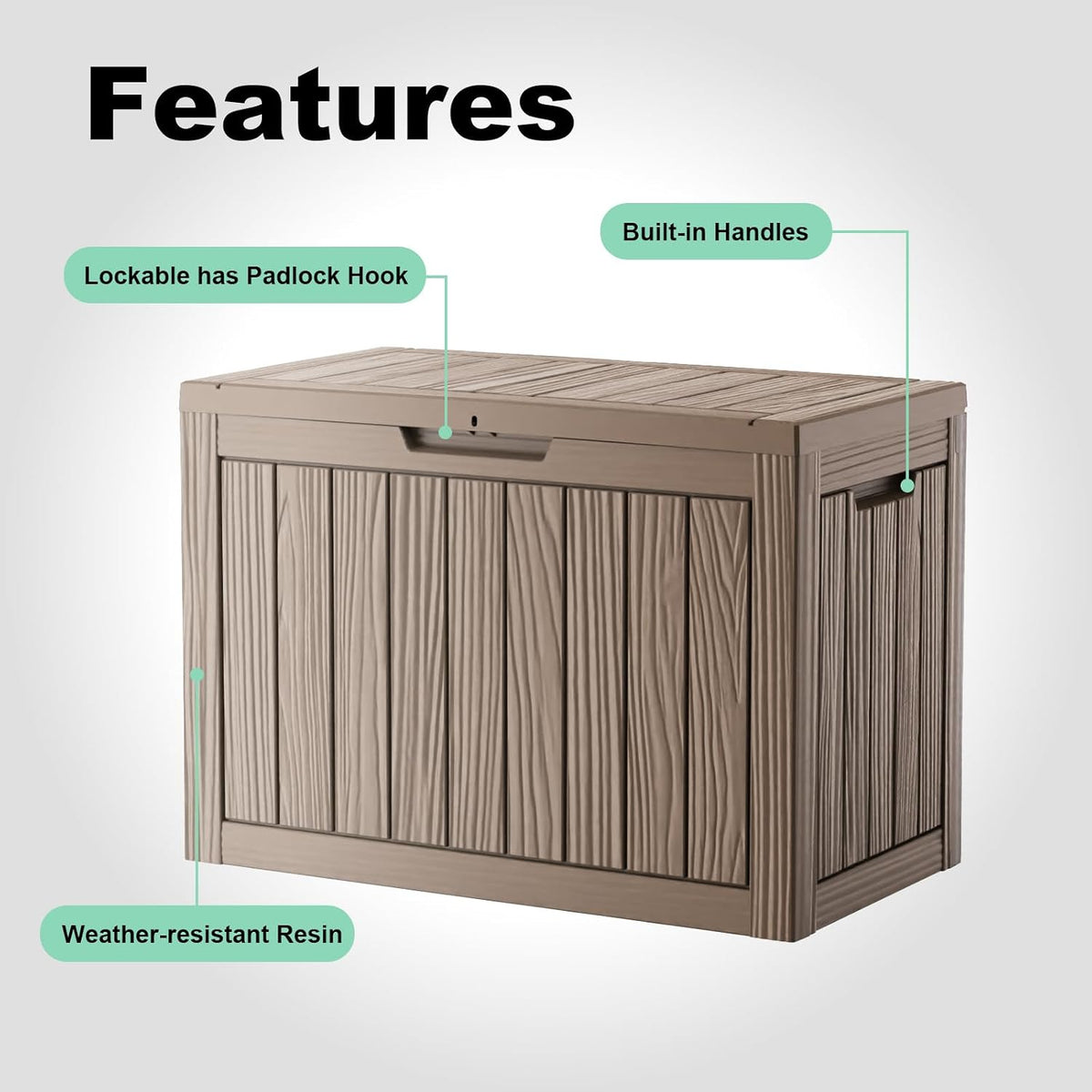 50 gallon outdoor storage box, resin deck boxes, package contents