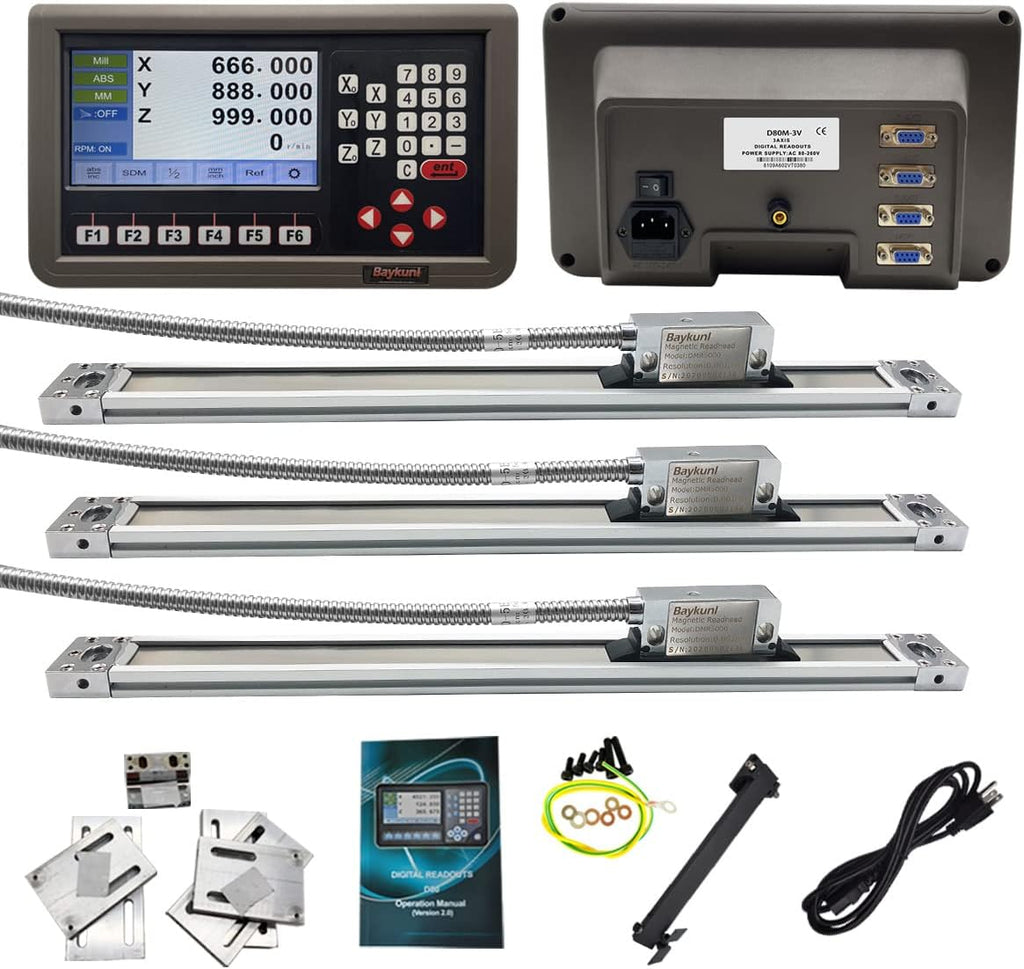 Baykunl 3 Axis Digital Readout DRO Display KIT 16" x 32" x 18" Travel Length