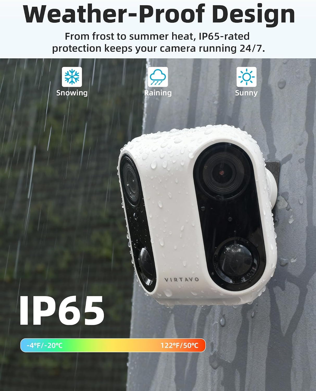 VIRTAVO Solar Security Camera Outdoor Wireless, Dual Lens Camera