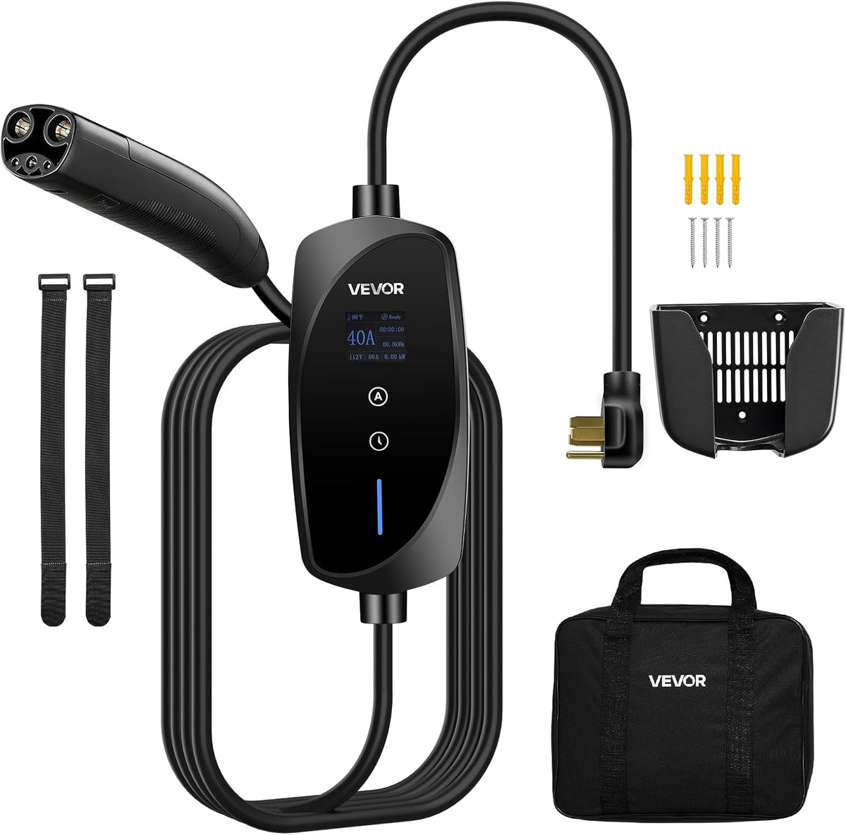 VEVOR Level 2 Tesla Charger, 40 Amp Adjustable Current, 240V Portable Home