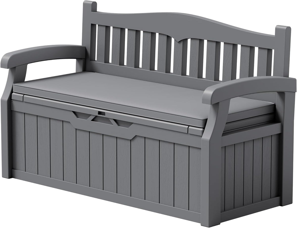 Devoko 80 Gallon Storage Bench with Cushion, Deck Box Waterproof&Lockable