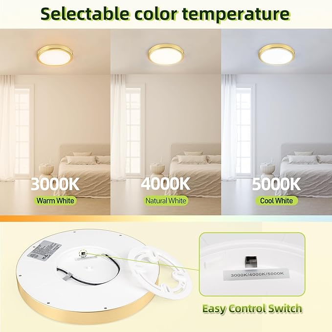 hykolity 2 Pack 9 Inch Selectable CCT LED Round Flat Panel Light, 18W 1800LM