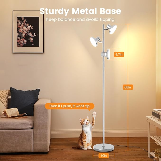 SIBRILLE 36W LED Tree Floor Lamp, Modern Dimmable Standing Lamp