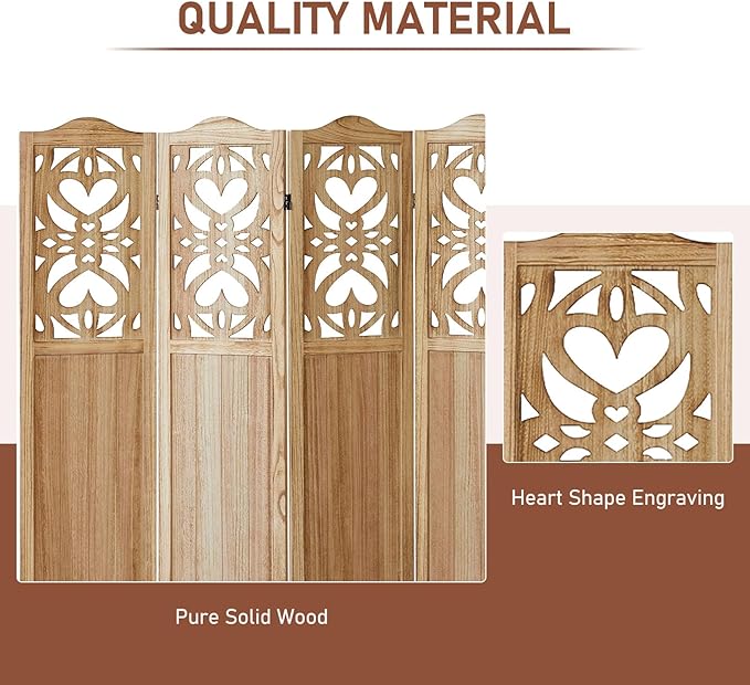 ALeesing 6 Panel Room Divider Fully Assembled, Carved Room Dividers and Folding