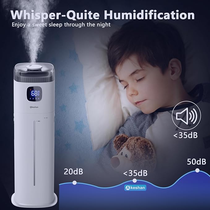 Akeshan Large Humidifier for Bedroom, 9L/2.5Gal Ultrasonic Cool Mist, Easy Clean