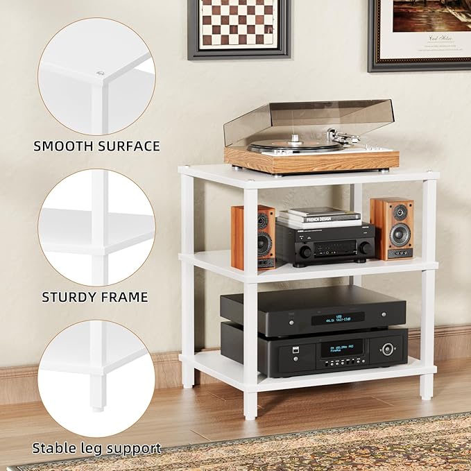 3-Tier AV Media Player Stand, Modern Stereo Cabine, Game Console Shelf