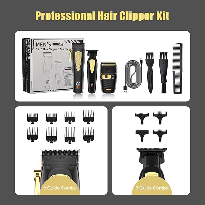 RESUXI Hair Clippers for Men Cordless Hair Trimmer Electric Shavers for Men Set