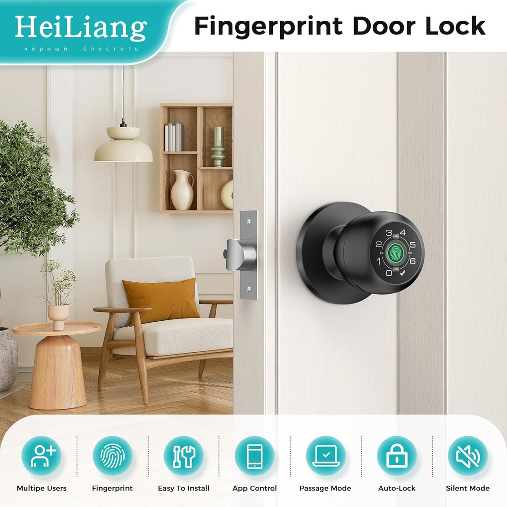 hei liang fingerprint door lock with keypad,smart door, close-up detail