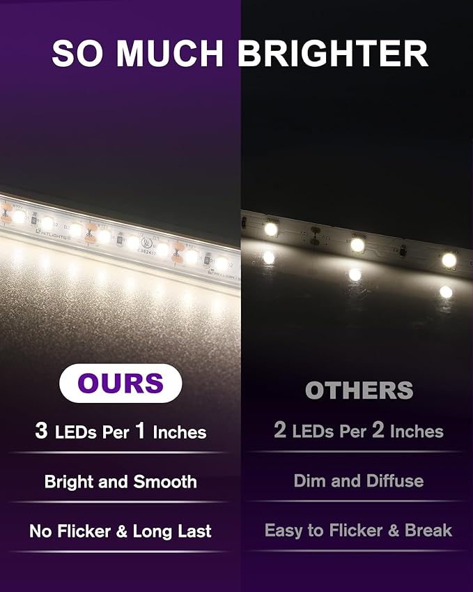 Outdoor LED Strip Lights Waterproof White, 16.4ft IP67 High Density Dimmable