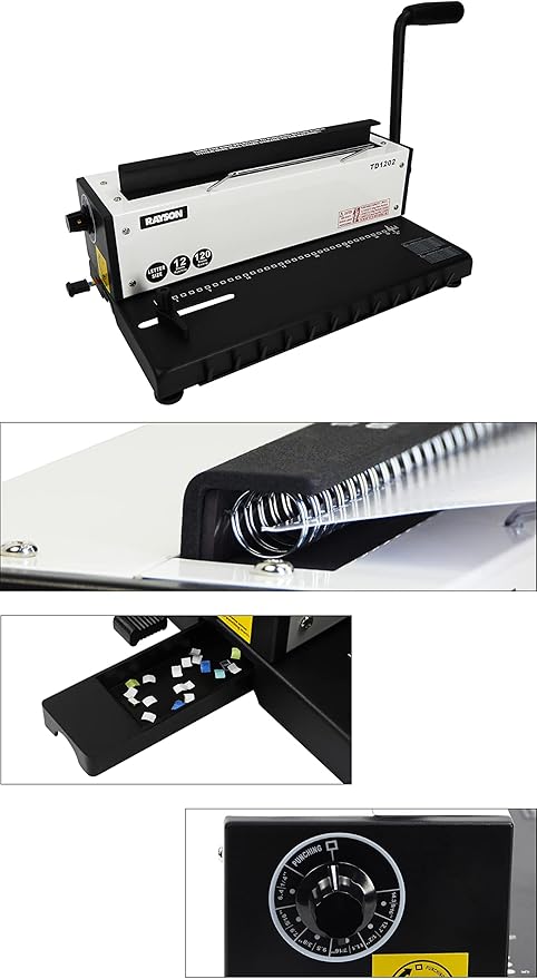 Rayson TD1202 Binding Machine, 3:1 Pitch Wire Binder, Punching 12