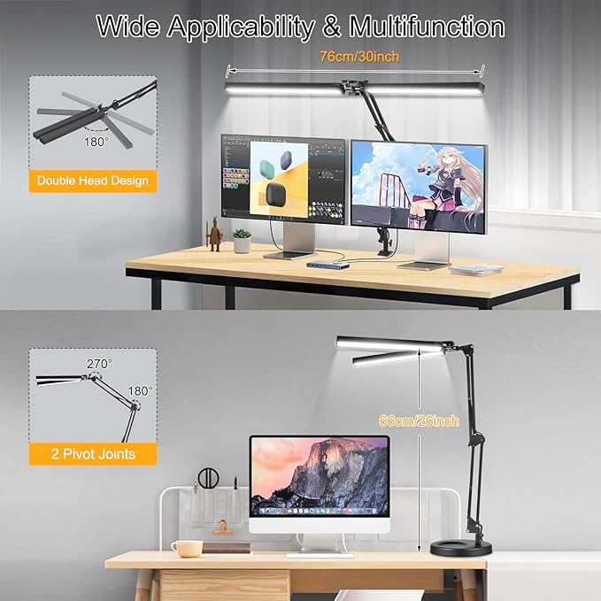 2-in-1 LED Desk Lamp, 24W Brightestwith Table Lamp