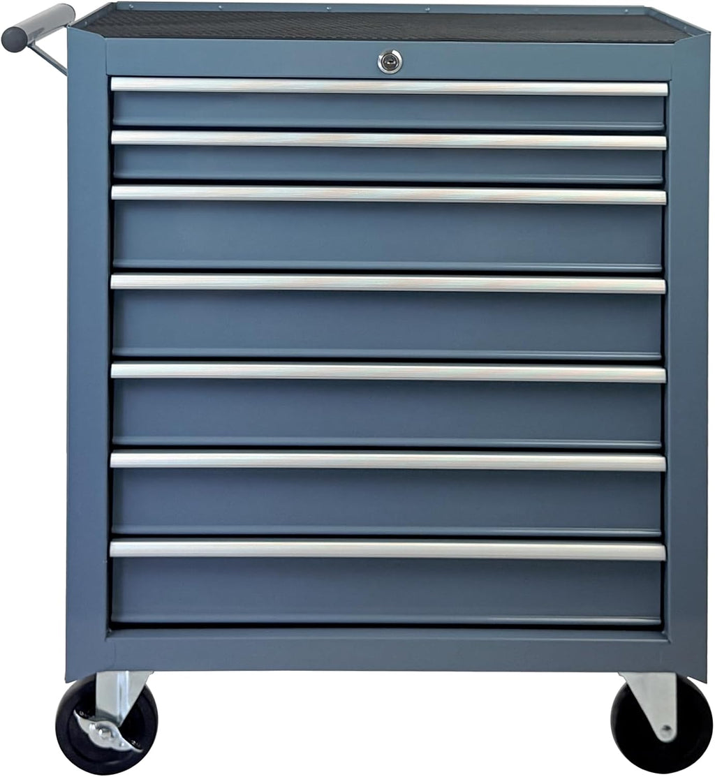 7-Drawer Rolling Tool Cart on Wheels, Drawers Rolling Tool Chest with Lock, Mobile Trolley Organizer Tools Box with Locking Wheels & Ball Bearing Drawers for Garage,Warehouse,Repair Shop (Grey)