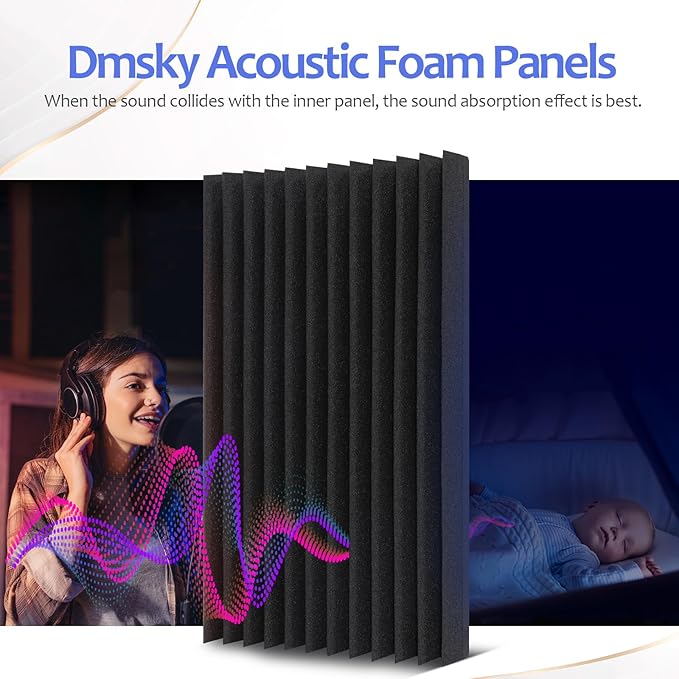 80 Pack Acoustic Foam Panels, High Density Sound Absorbing Panels, Soundproof