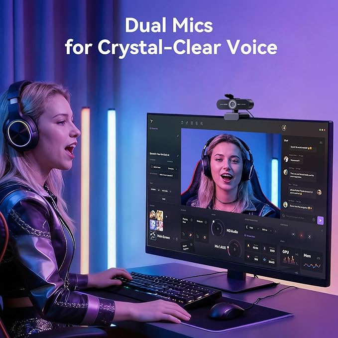 EMEET C60E 4K Webcam with Tripod, Streaming Camera with PDAF Autofocus