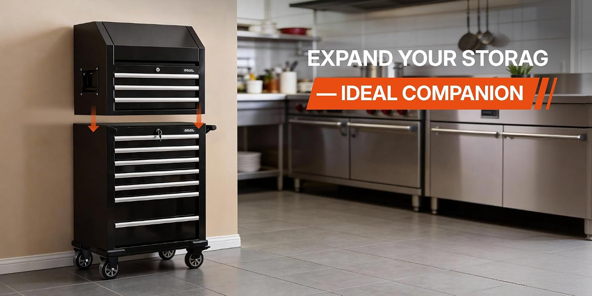 26" rolling tool chest with 3 drawers, package contents
