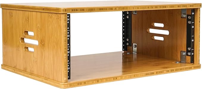 Sound Town DIY 4U Solid Bamboo Studio Rack w/ 14.2" Depth, Ventilation