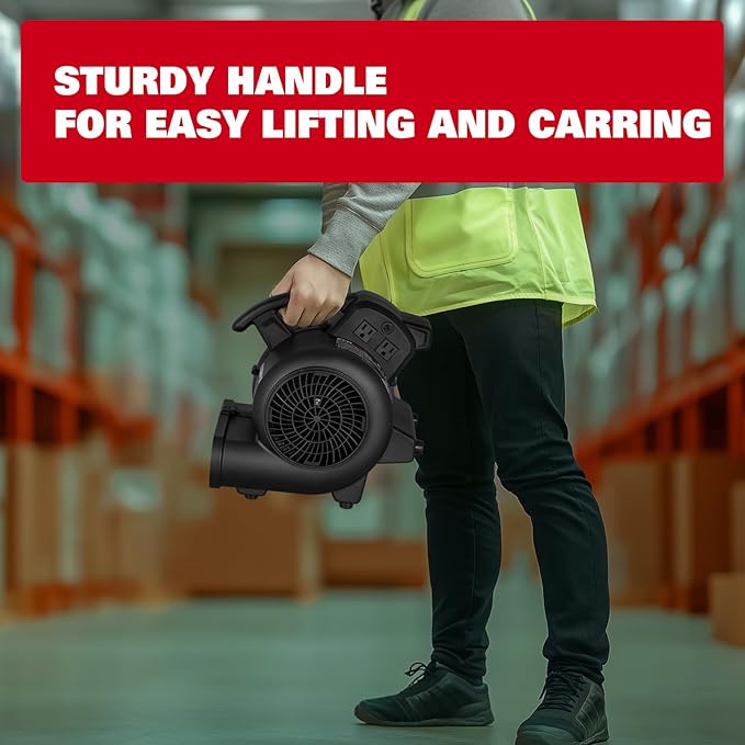 ECOMAX Air Mover, 950 CFM, Floor Fan, Carpet Dryer, Blower Fan, 3-Speed Mode