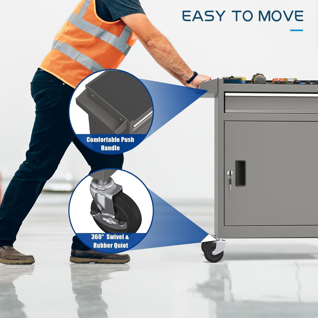 5-drawers tool box, 2-in-1 mechanic rolling tool chest showing dimensions