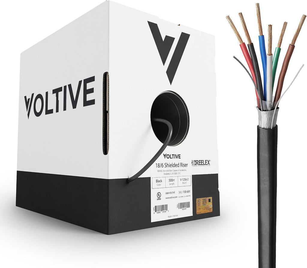 Voltive 18/6 Shielded Low Voltage Wire, Riser CL3R, 500ft