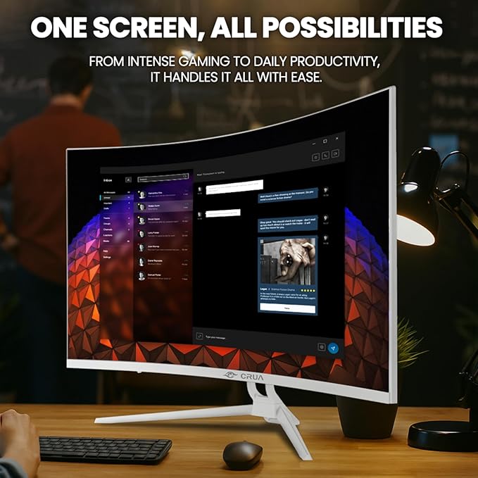 CRUA 32" Curved Gaming Monitor, 144Hz/160Hz 4K UHD 1500R VA Screen, Supports