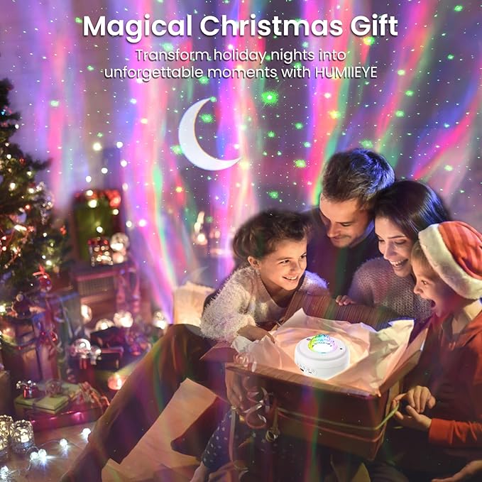 HUMIIEYE Star Projector with Bluetooth Speaker, 1800mAh Battery Operated Night