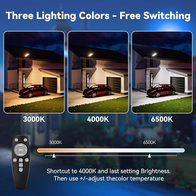 MMKT Solar Lights Outdoor, 8000W 3 Color Solar Street Lights, Commercial Solar (2 Pack)