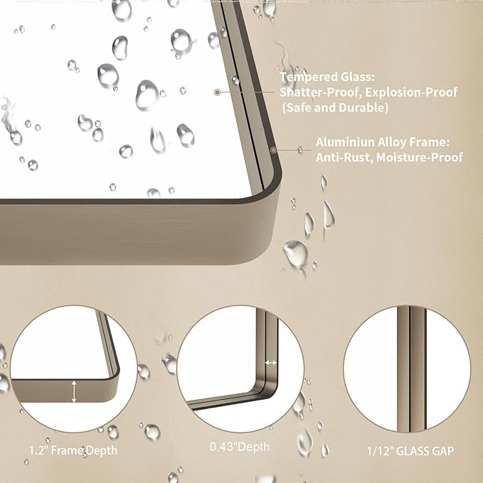 LOAAO 48”X36” Bronze Bathroom Mirrors
