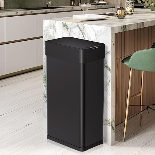 Arlopu 21.1 Gal Automatic Trash Can, 80L Stainless Steel Motion Sensor Garbage