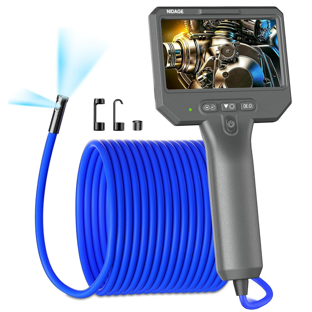 Dual Lens Endoscope Camera with Light, 1920P Industrial Borescope