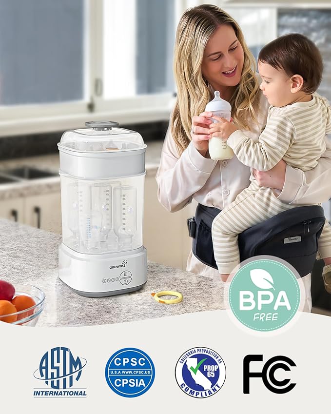 GROWNSY Bottle Sterilizer and Dryer, Compact Electric Steam Baby Bottle