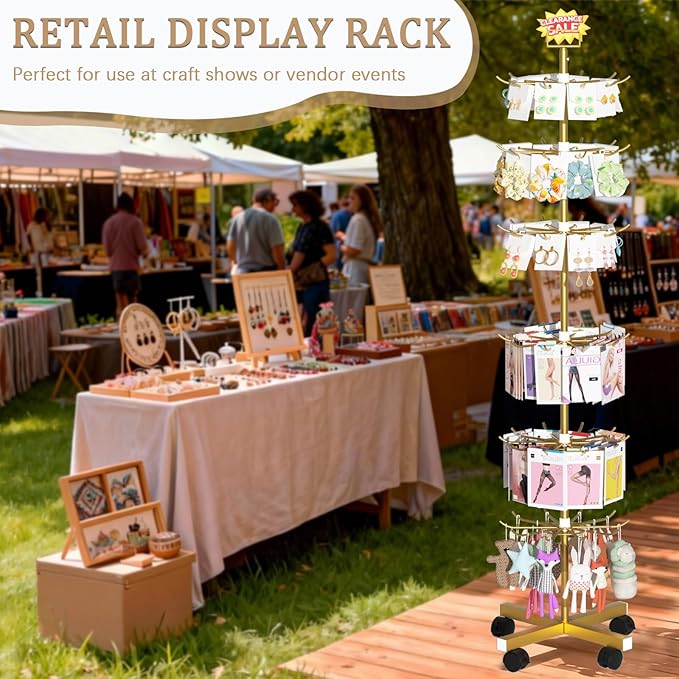 Exttlliy Retail Display Stand Store Display Rack 6 Tier Metal Spinning Display
