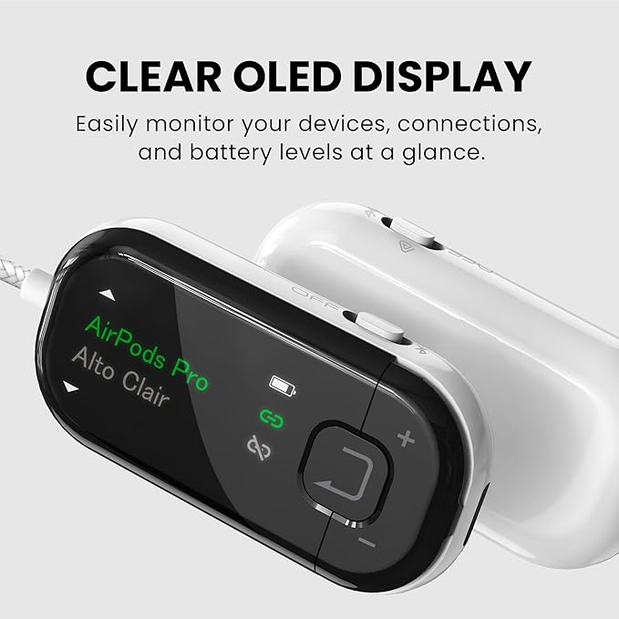 Avantree Voyager – OLED Display & Latest Auracast Bluetooth 5.4 Adapter