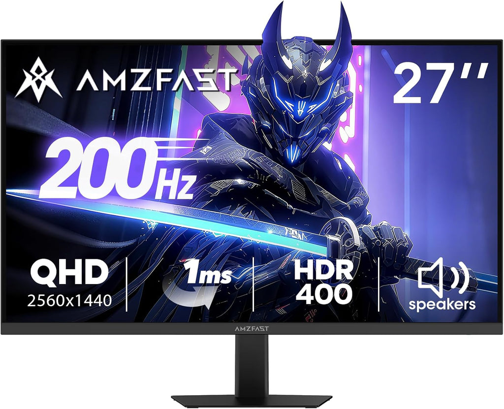 Amzfast 27 Inch Gaming Monitor 200Hz WQHD 2k 2560 x 1440p Monitor, Built-in