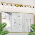 DIKAIDA Gold Bathroom Vanity Light, 10-Light Brushed Gold Bathroom Light