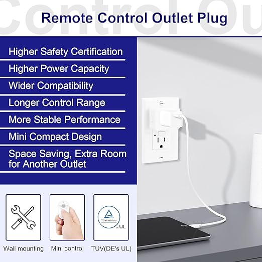 Greencycle Remote Control Outlet, 2 Wireless Light Switches and 2 Outlet Plugs