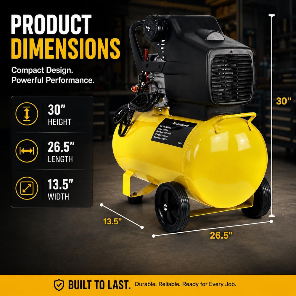 Stark USA 3.5HP 10 Gallons Air Compressor Tank Ultra Quiet Horizontal Tank Ad...