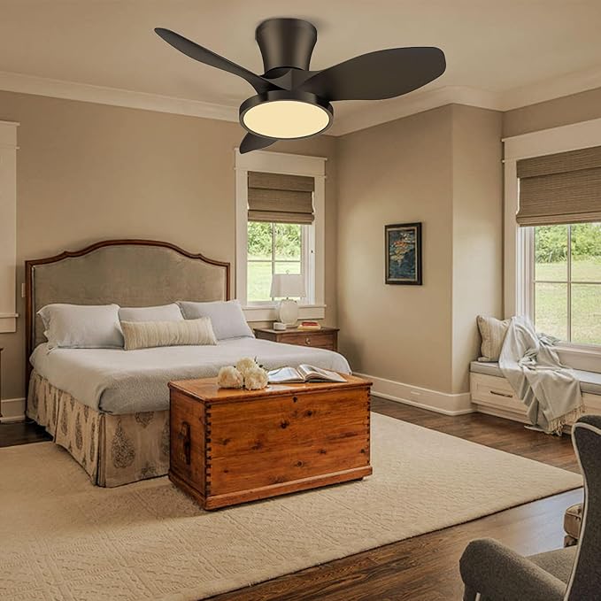 ocioc Quiet Ceiling Fan with LED Light DC motor 32 inch Large Air Volume Remote