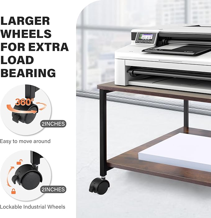 EMERIT Printer Stand, 19.5''x19.5''x12.8'' 2 Tier Large Printer Laser Table