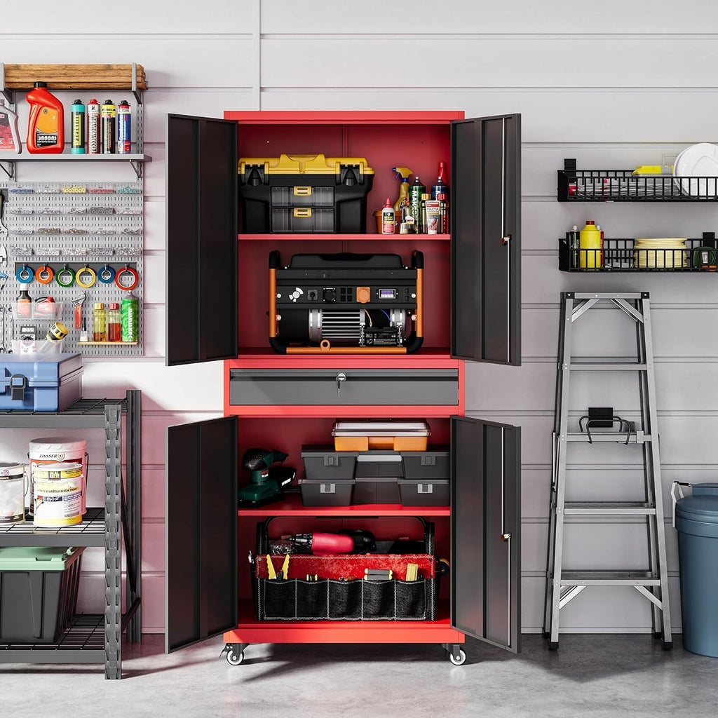 letaya metal garage storage cabinet with wheels,rolling tool, package contents