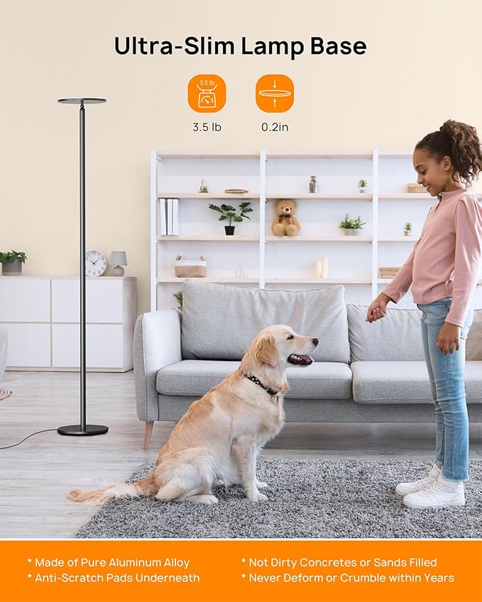 TROND Floor Lamp, 5000LM Super Bright Sky LED Modern Torchiere Standing Lamp