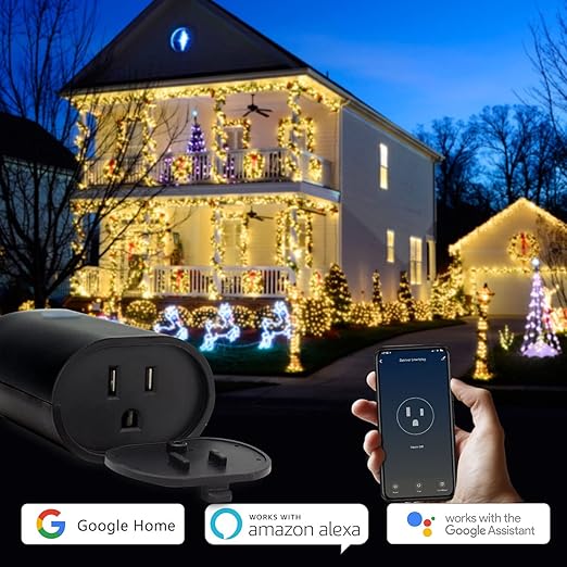 Minoston Outdoor Smart Plug, WiFi Outlet, IP65 Weatherproof, Compatible (2 Pack)