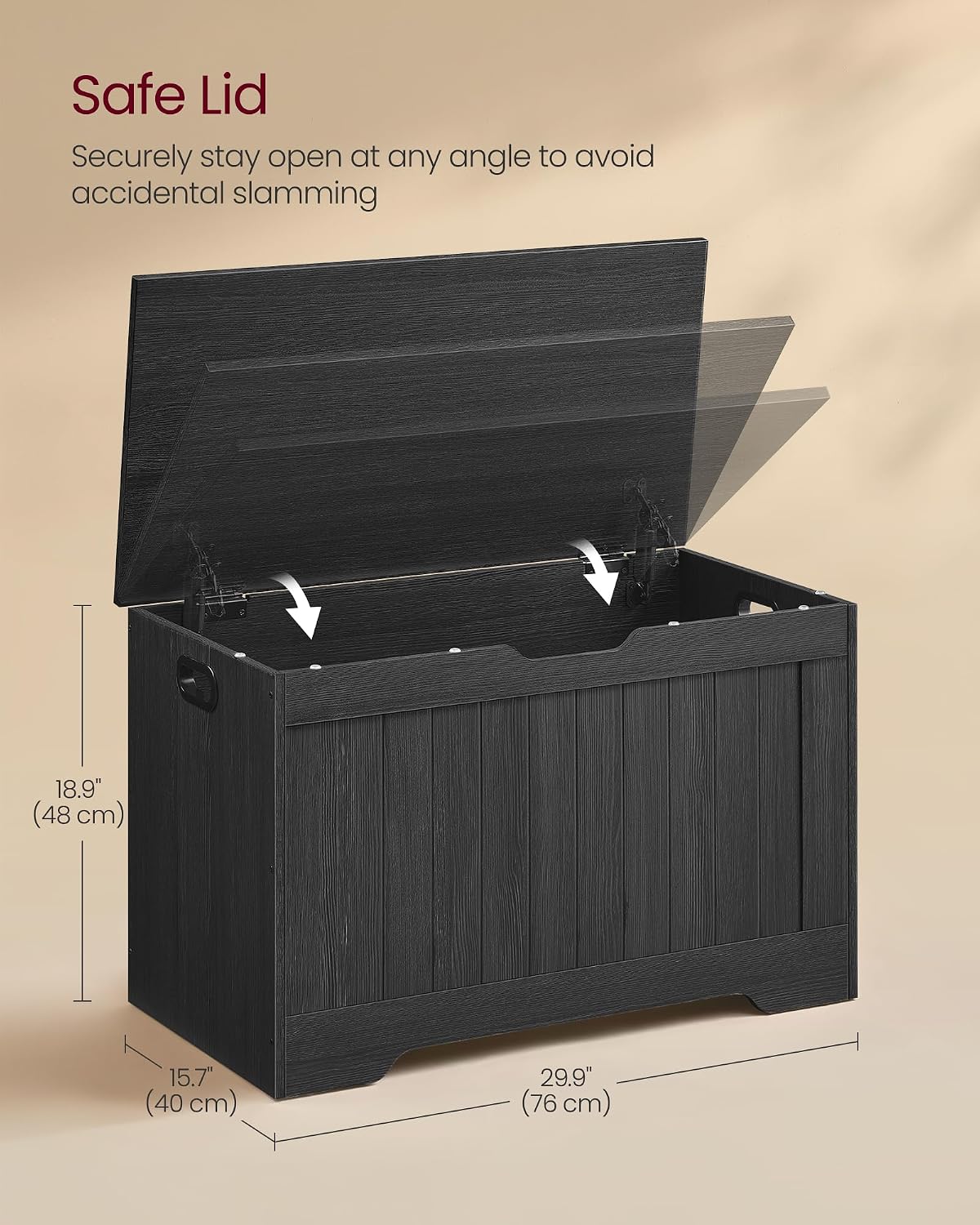 vasagle storage chest, 29.9 inches width bench with, close-up detail