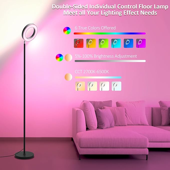 42W Dual-Sided Floor Lamp, RGB Color Changing LED Standing Lamp
