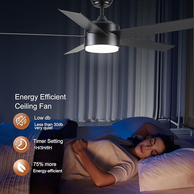 POCHFAN 52 inch Black Ceiling Fans